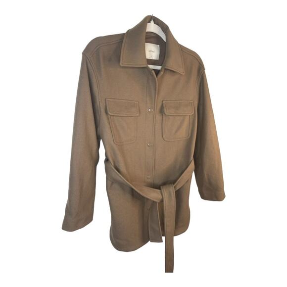Aritzia Wilfred Coat Rialto Shirt Jacket Belted 72% Wool Shacket Tan Size XS - Picture 10 of 15